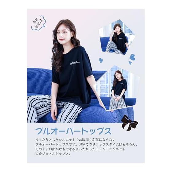 [MiniZaru] Room Wear, Women's Pajamas, Top and Bottom Set, Short Sleeve, Spring, Autumn, Modal