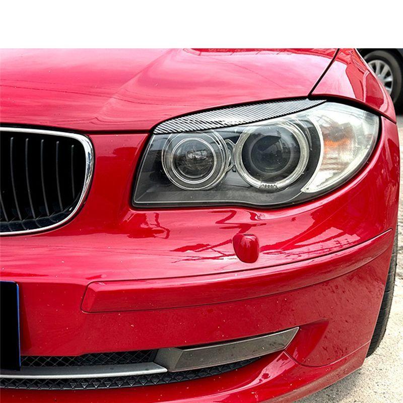 Car Headlight Eyebrow Replacement Accessories For BMW 1 Series E81 E82 E87 E88 2008-2013 Car Eyelids Lids Carbon Fiber Pattern