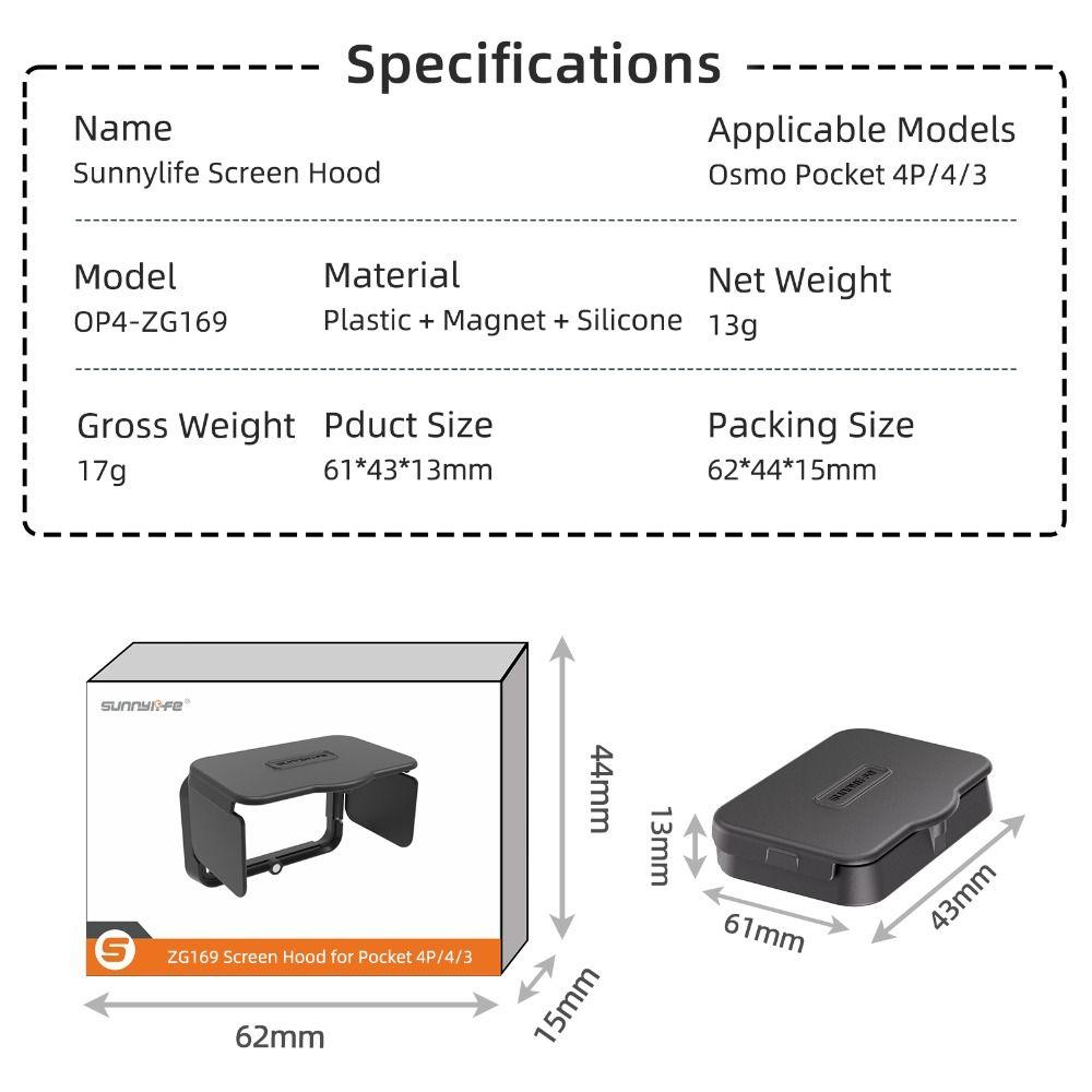 Magnetic Sun Hood Foldable Screen Protector for DJI Osmo Pocket 4P/4/3 Gimbal Camera Accessories
