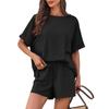Women 2 Piece Outfits Short Sleeve Tops and Shorts Casual Suit Female