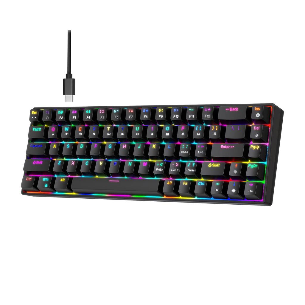 68 Keys Wired Mechanical Keyboard RGB Backlit Hot-Swappable Compact Design for   Gaming