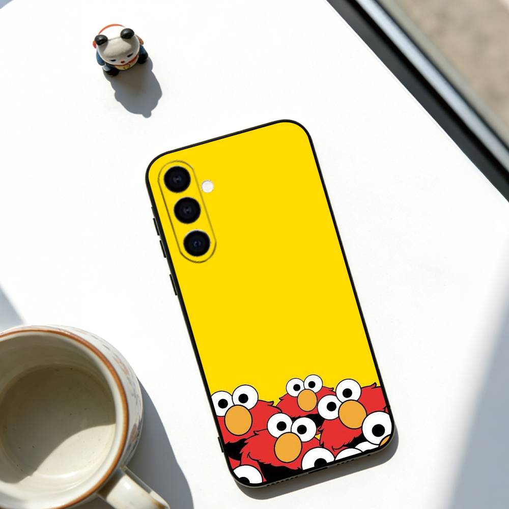 Cut Cartoon E-Elmo Phone Case For Samsung Galaxy A73,A72,A71,A70,A53,A52,A51,Soft Black Cover