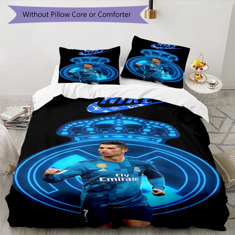 Ronaldo's Cristiano Ronaldo's Journey Bedding Set, Breathable Duvet Cover with Pillowcases, Soft Bed Linen for Bedroom Home Decoration, Perfect Festiv