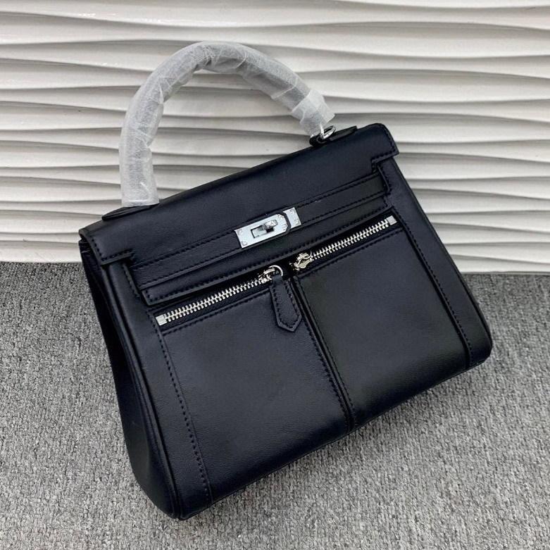 Zweilagiges Rindsleder Swift-Leder 25-28CM Doppeltasche Kelly Reißverschluss Damen Tasche (M06KL)