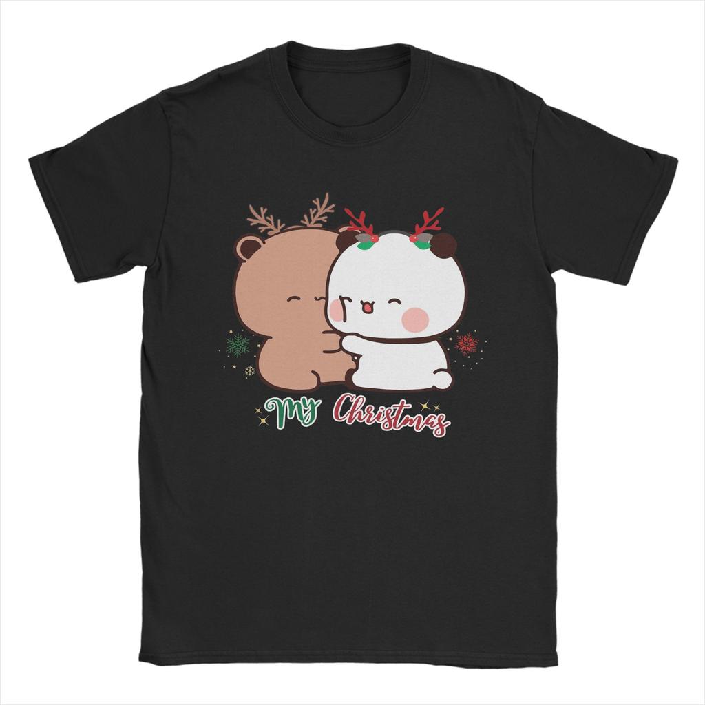 Men BuBu Panda Is DuDu Bear’s Christmas Love T-Shirts Clothing Streetwear Short Sleeves T Shirt O-Neck Casual Tee Shirt Big Size