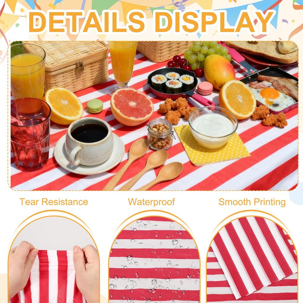3Packs Striped Table Cloths 54 x 108 Inches Rectangle Plastic Tablecloth Waterproof Table Cover for Dining Birthday Party Picnic