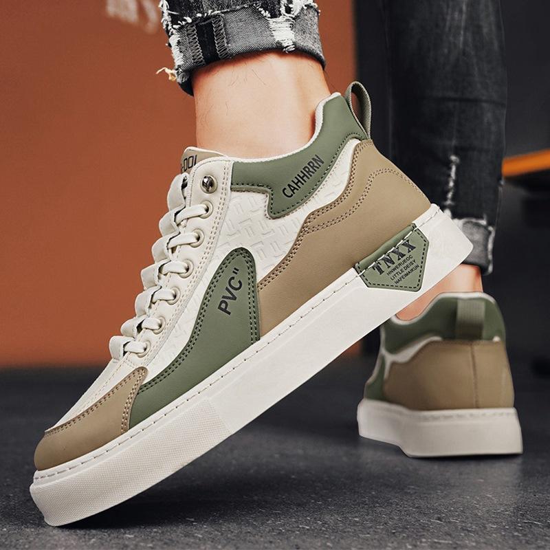 

High-top board shoes student youth versatile flat-soled men s shoes autumn 2024 new sports and leisure leather trendy shoes men 44