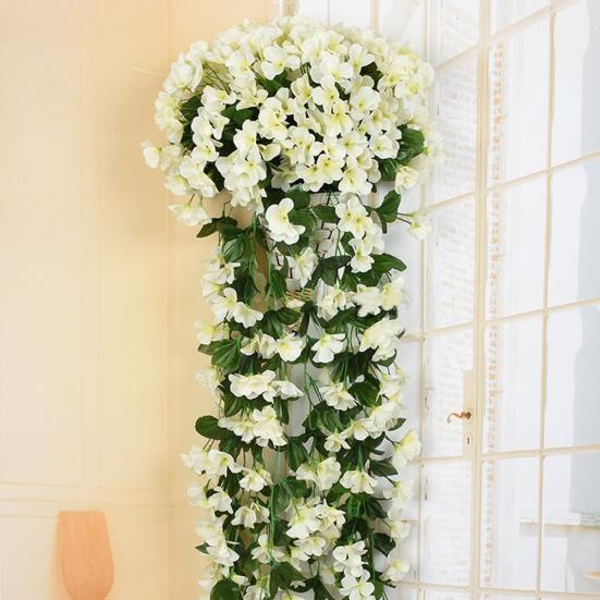 220Pcs Heads/1 Bouquet Five-Petal Artificial Violet Flower Bracketplant Hanging