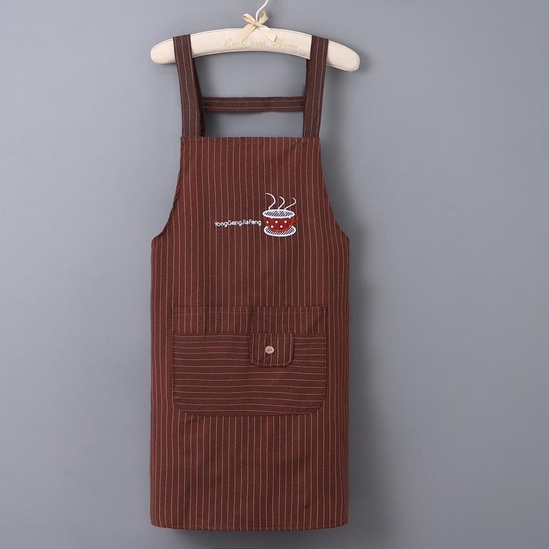 Moderní bavlněná kuchařská zástěra bez rukávů s výšivkou - Odolná proti oleji a skvrnám, Ochrana s dlouhým rukávem pro domácí použití