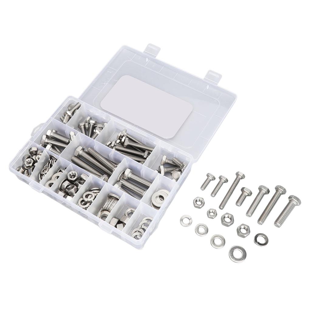 246 szt. śrub sześciokątnych ze stali nierdzewnej, nakrętek, podkładek, zestaw asortymentowy do urządzeń gospodarstwa domowego