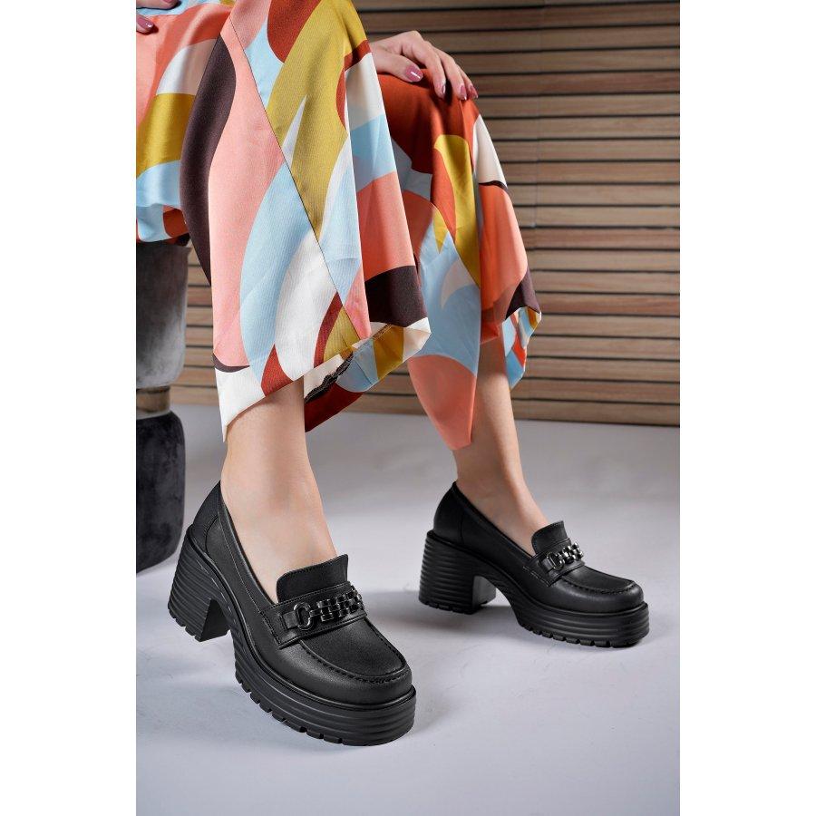 Women Platform Heeled Loafer Shoes