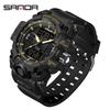 SANDA 6126 Digital Clock Dual Display Men Watches Waterproof Sports Watch Military Man Alarm Stopwatch Quartz Wristwatch Male