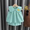 Baby Sets Girl Summer Clothing Cute Fruit Cotton Girls Plaid Sweet Princess 2pcs Suit Childrens Clothing Kids Vestidos