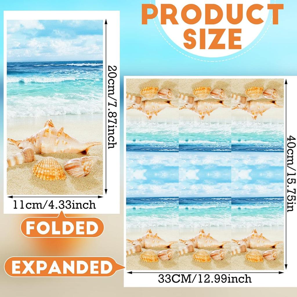 Crtiin 200 Pieces Nautical Beach Guest Napkins Bathroom Disposable Summer Tropical Ocean Coastal Towels Seashell Sea Beverage Paper Hand Napkins
