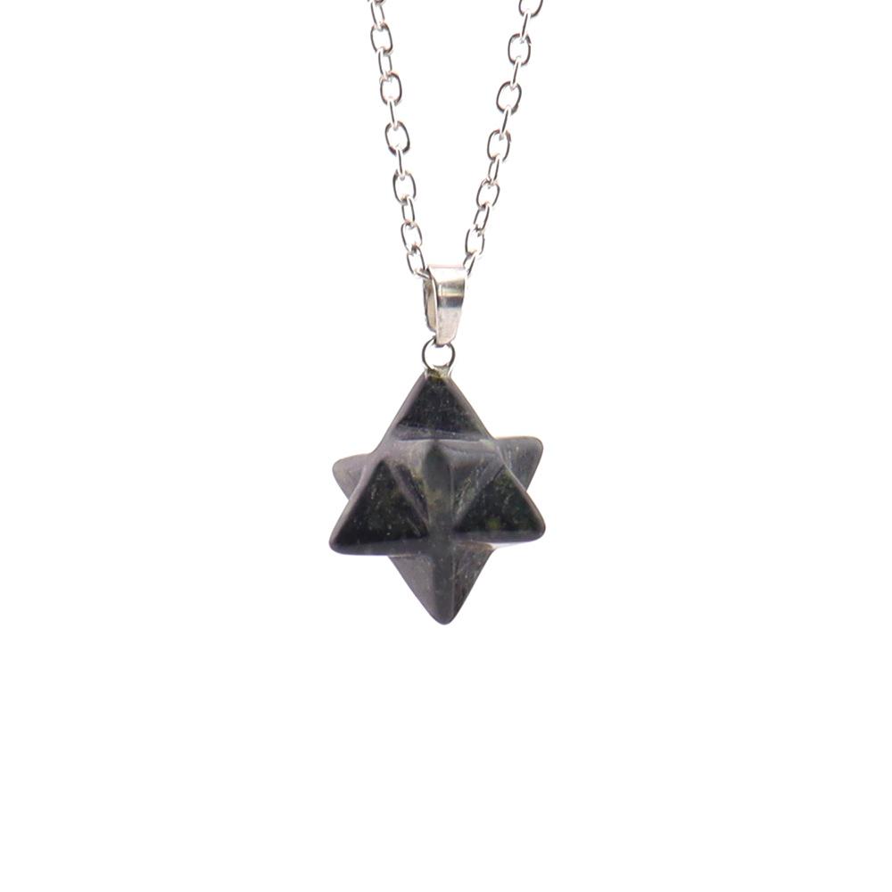 Large Natural Stone Pendant: 24mm Amethyst Rose Quartz Kabbalah Star Necklace
