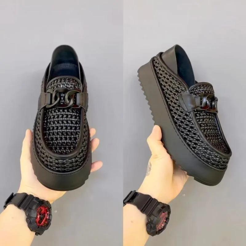 Black Brown Casual Business Loafers Man Platform Shoes Sandals Women Shoe Man Slip on Mules Half Shoes Man