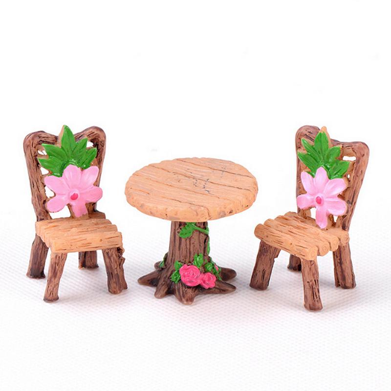3 Stück/Set Tisch Stuhl Handwerk Mini Miniatur Figur Gartendekor Mikrolandschaft