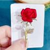 Gold Color Rose Brooch for Women Red Romantic Rhinestone Tulip Flower Brooch Pins Jewelry Wedding Birthday Gifts