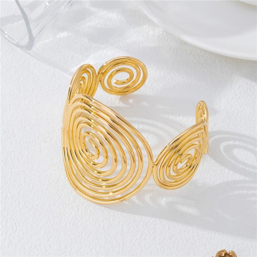 Verstellbares Damen Spiral Offenes Manschettenarmband Metalllegierung Manschette Armring Schmuck Geschenke
