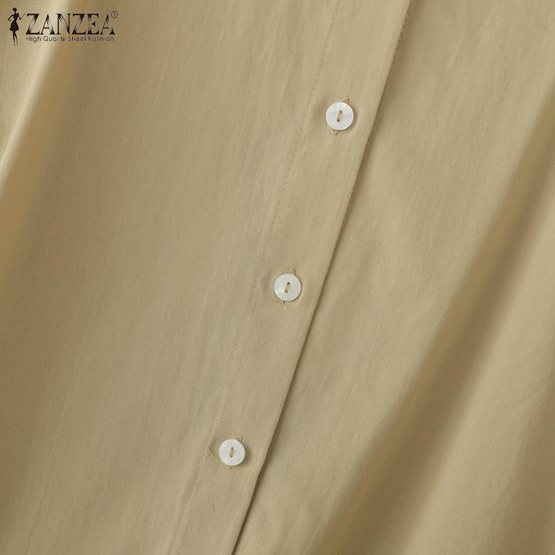 ZANZEA Women Casual Round Neck Loose Summer Half Sleeve Blouse