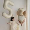 6Pcs Cream Color Number Balloon Set Beige Caramel Number 0-9 Balloon Foil Helium Ball Birthday Wedding Party Decoration