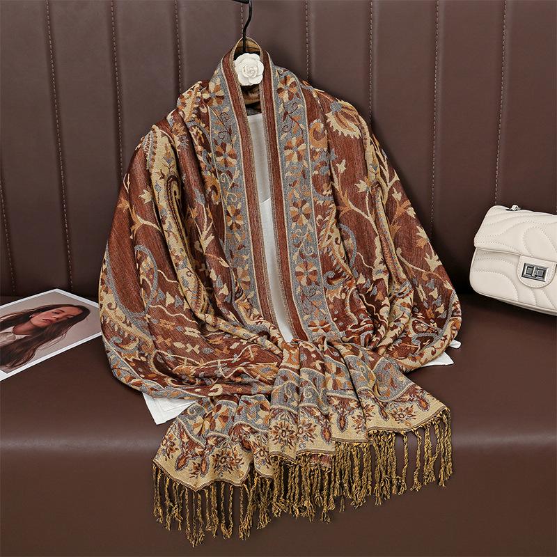 Women's Luxury Autumn Cashmere Printed Jacquard Shawl Scarf