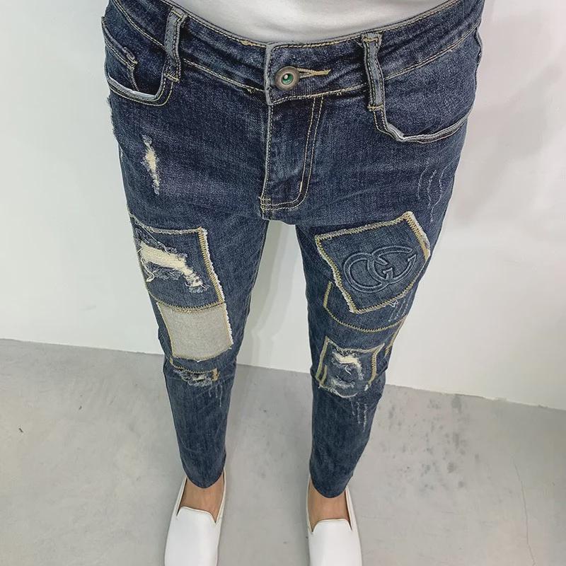 

Trendy Korean Slim Fit Men s Nine-Point Jeans 27 (80-90 lbs)