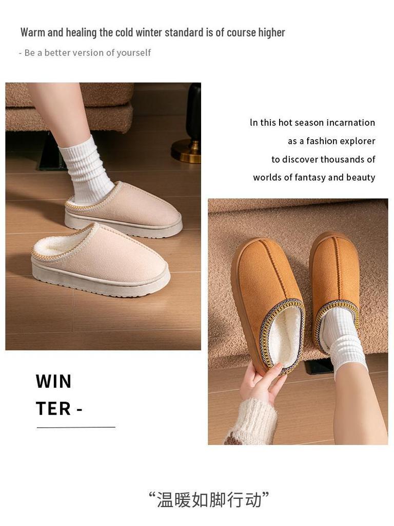 Pantoufles d'intérieur/extérieur pour femmes, en coton à semelle épaisse et doublées polaire, antidérapantes, résistantes à l'usure, à bout fermé.