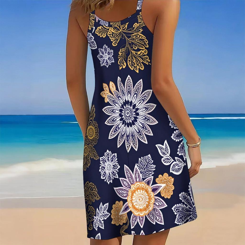Women's Beach Dress Mini Dress Flower Print Casual Modern Dress Sleeveless Loose Fit Outdoor Daily Summer