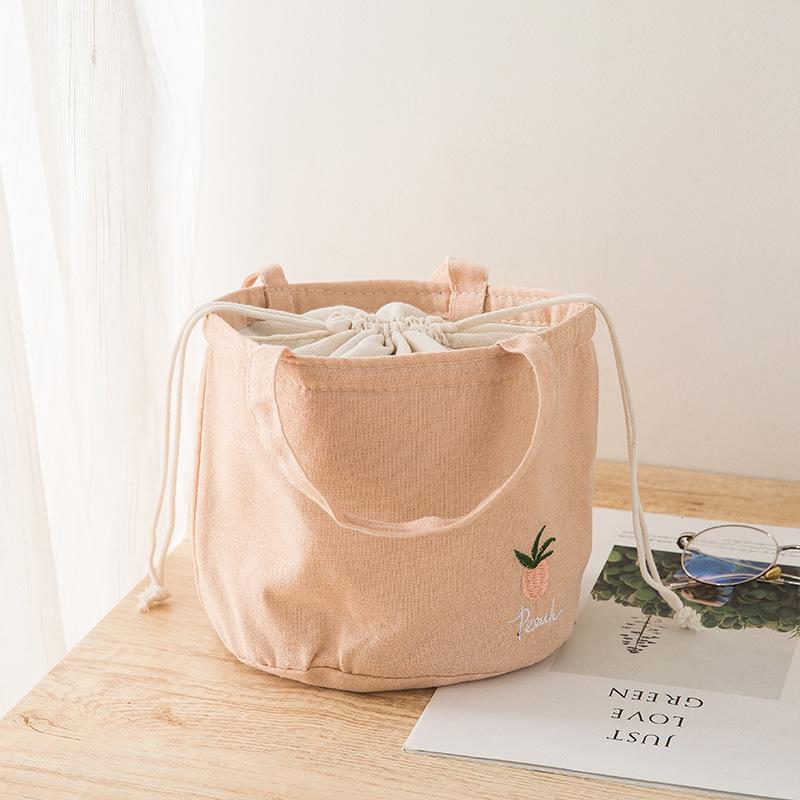 Fashion Lunch Bags Drawstring Picnic Tote Portable Insulation Lunch Box Small Handbag Drink Cooler Bag Cute Food Storage Bags