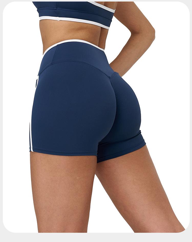 Color-Block Yoga-Shorts mit überkreuztem Bund - Hüfthebende Passform für Laufen & Fitness