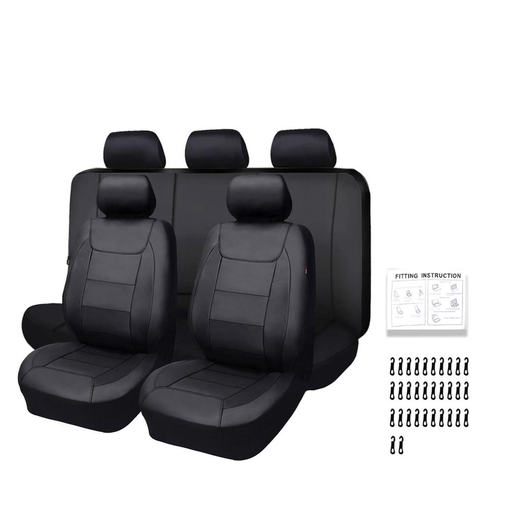 Universal Car Seat Covers, PU Leather Seat Protectors, All Season Auto Seat Covers 5 Seats