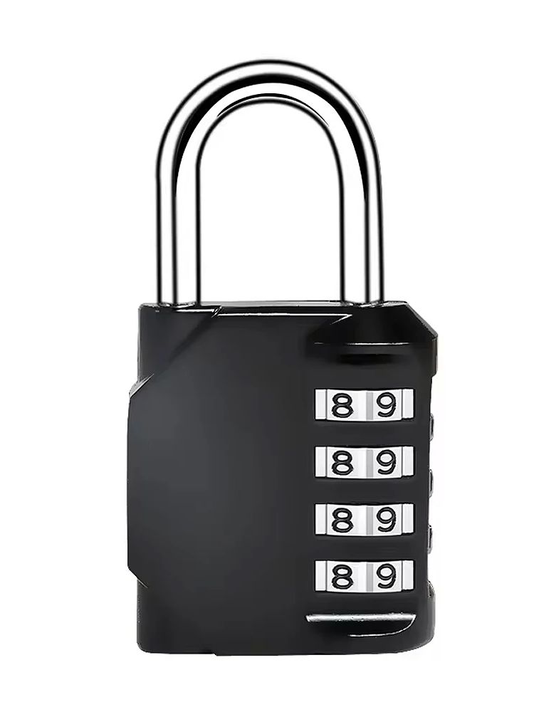

4 Dial Digit Password Lock Metal Code Combination Padlock Waterproof Resettable Password Lock Travel Suitcase Security Accessory чорний