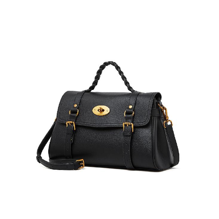 Top Layer Cowhide Messenger Bag Versatile Commuter Handbag for Women 2025 New Single Shoulder Tote Bag Briefcase чёрный