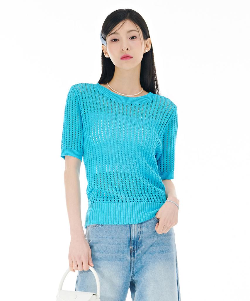 CHASECULT Women'S Scalloped Knit Short Sleeve Sweater-Cbpg5692D0D