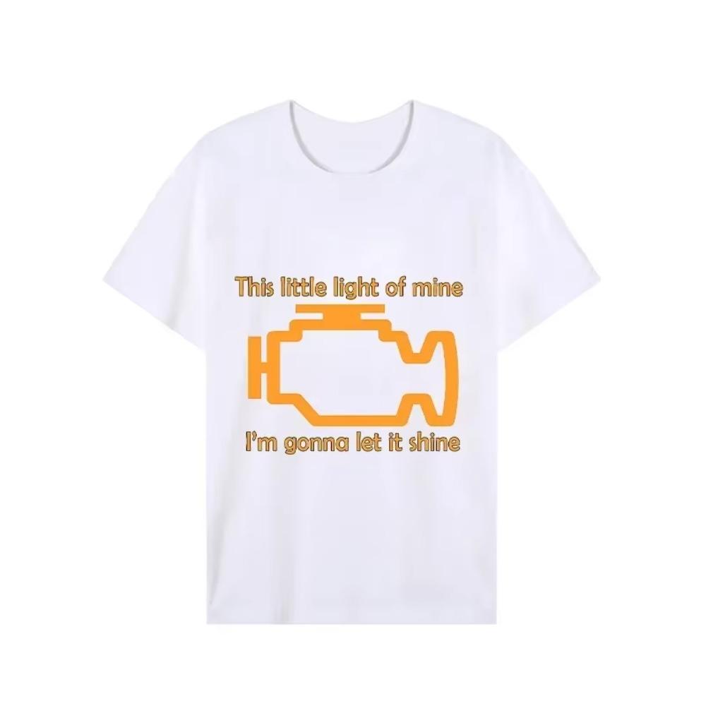 2023 Tee Shirts for Men Check Engine Let It Shine Mechanic Funny Design T-shirt Short Sleeve Tops Men Women T-shirt Tee Oversize