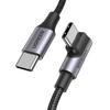 Kabel przewód kątowy usb-c pd qc 100w 5a 1m czarny