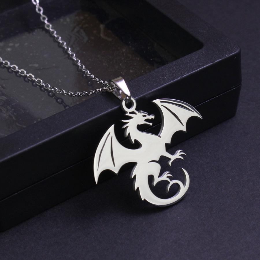 New Magic Dragon Pendant Titanium Steel Necklace Jewelry Men s Accessories 60CM