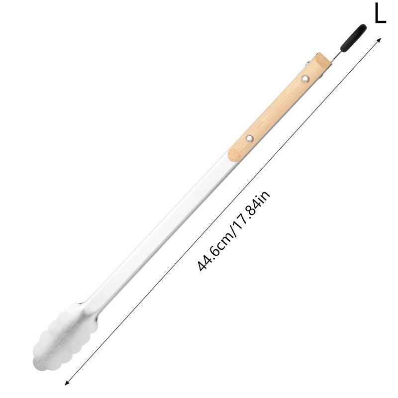 

Кухонные щипцы из нержавеющей стали с деревянной ручкой для приготовления пищи, жарки на гриле и барбекю, щипцы для хлеба и салата, кухонные аксессуары L чёрный