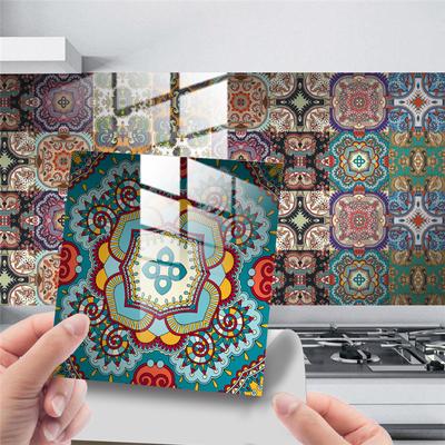 10pcs Self Adhesive Tile Wall Stickers Mandala PVC Wallpaper DIY Tile Bathroom Kitchen Decor Murals Decals Removable
