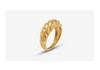 Geometric European-American Retro Ribbed Wave 18K Gold Titanium Steel Pinky Ring, A157