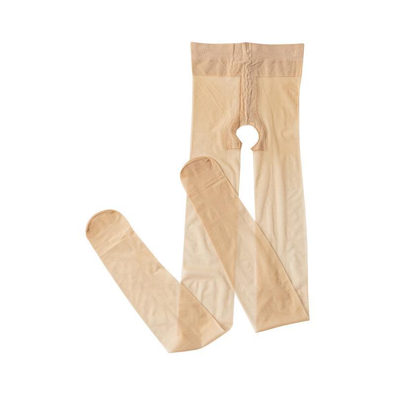 Women's Open Crotch Black Stockings - Ultra-Thin, 0D, Anti-Snag, Hand-Tearable, Sexy, and Customizable.