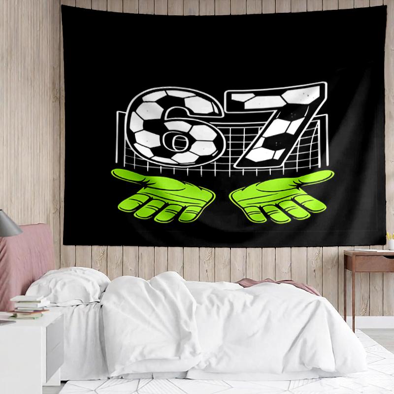 67 Print Tapestry, Backdrop, Easy Setup, Ideal for Bedroom, Office & Living Room, with Aesthetic Wall Hanging Decor.