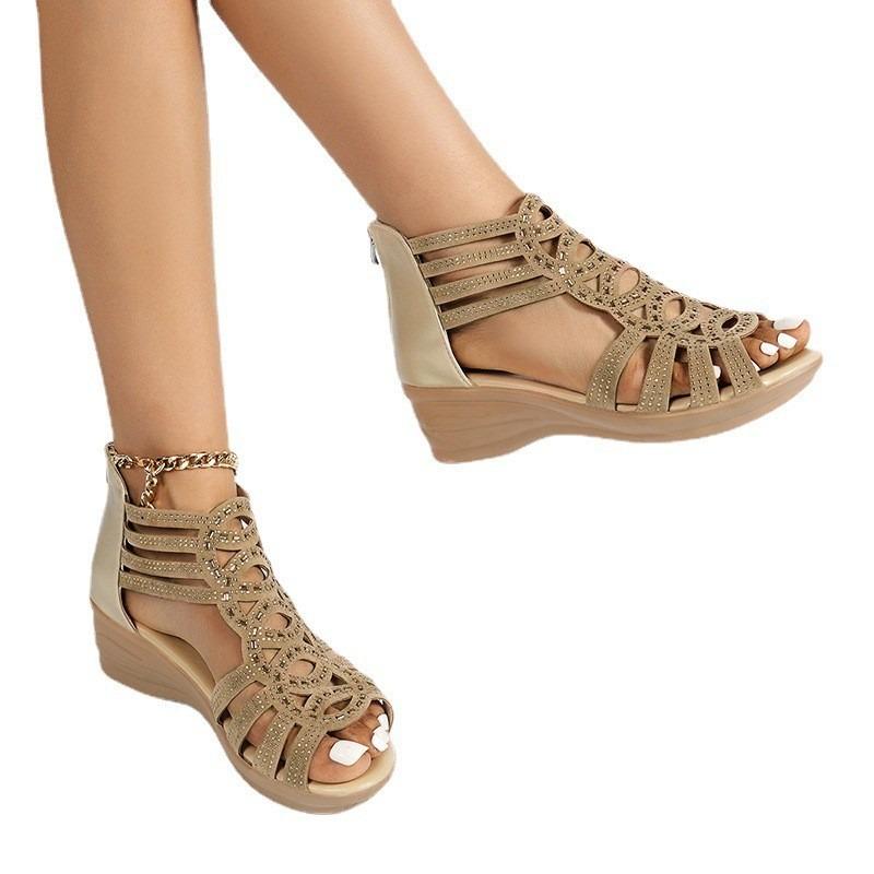 

Новый стиль обуви включает танкетку, сандалии с открытым носком и стразами и туфли на высоком каблуке на мягкой подошве. 42 хаки