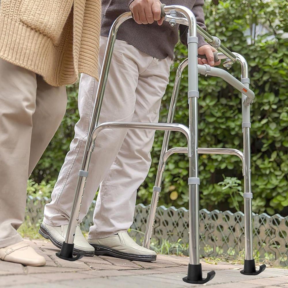 4Pcs Grey Walker Ski Glide Stability Walker Foot Pads Universal Elderly Ski Glides  For Walking Cane