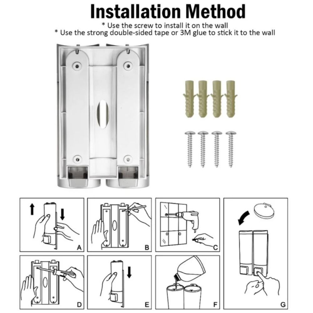 Manual Press Liquid Soap Container Wall-Mount Hand Sanitizer Jar Soap Dispenser Shampoo