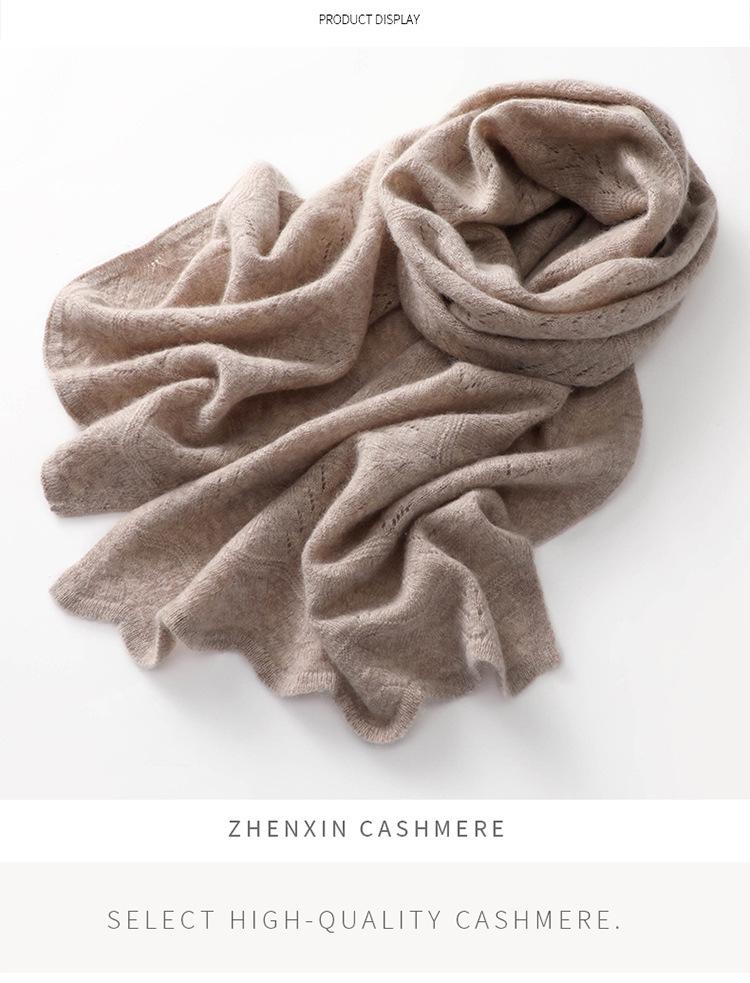 Damen Weicher Reiner Kaschmir Koreanischer Stil Ausgestanzter Rosa Schal für Herbst und Winter