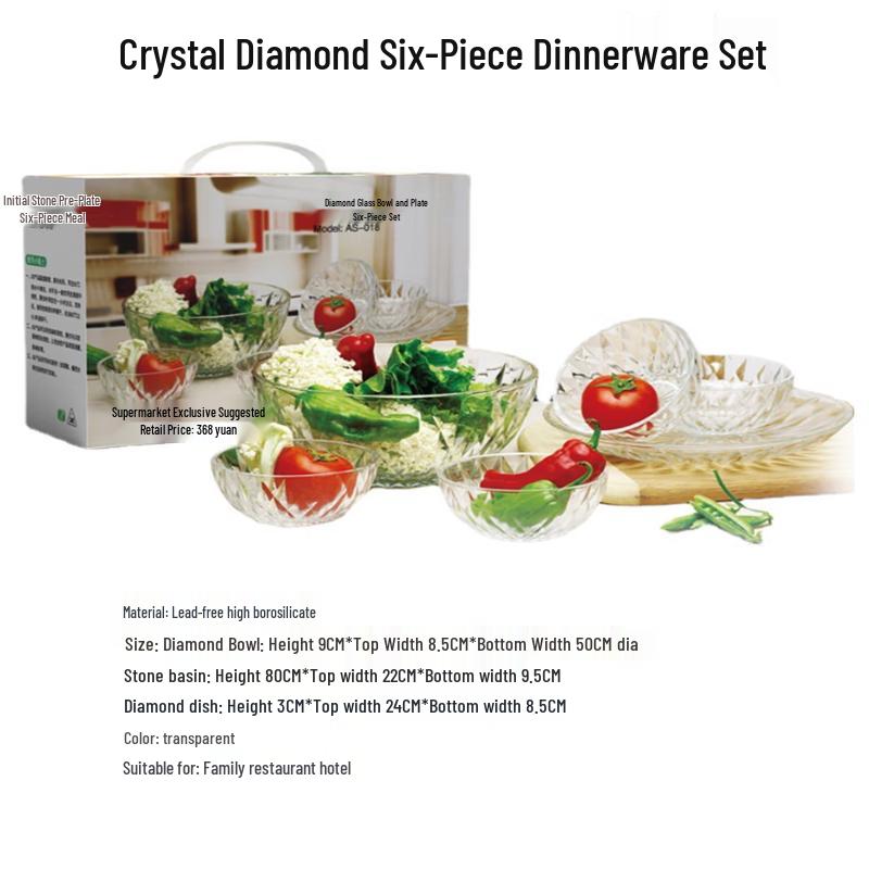 

Crystal Glass Diamond Bowl & Plate Set