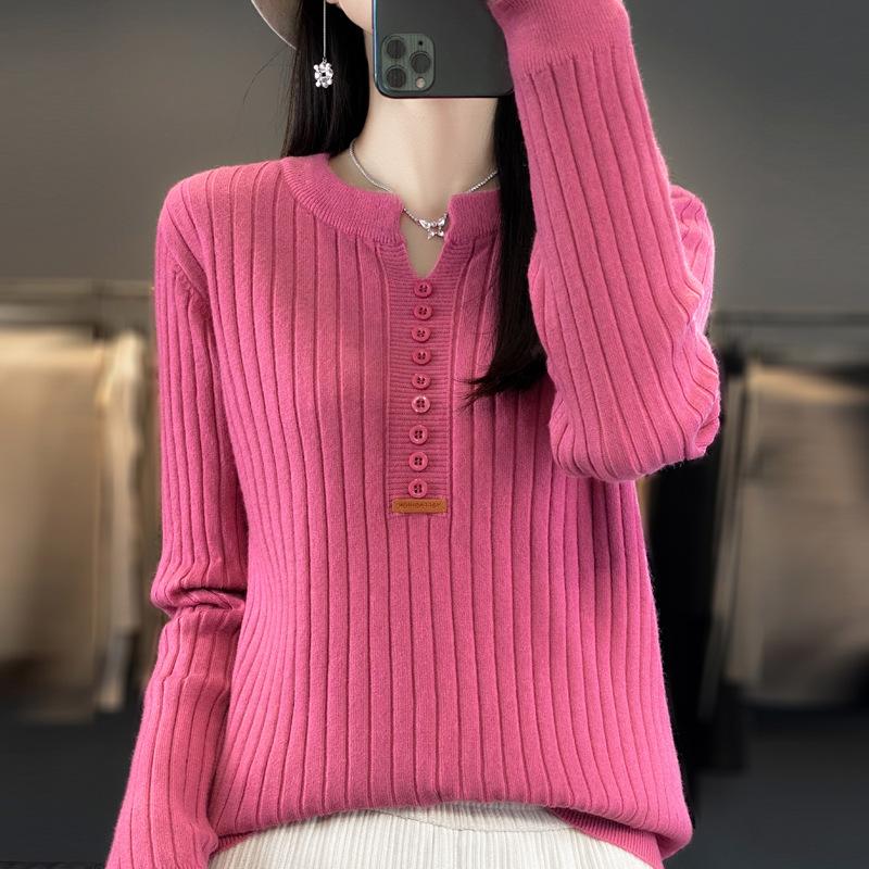 

EastRogue Women s Fashion Casual Solid Color Print Autumn Winter Long Sleeve O Neck Sweaters M розовый