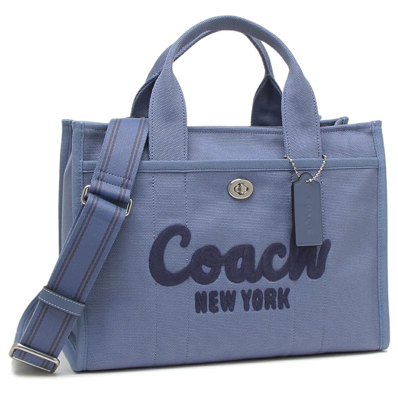 

[coach] tote bag shoulder bag cargo tote logo embroidery blue ladies CP158 lhsbl A4 compatible [product]